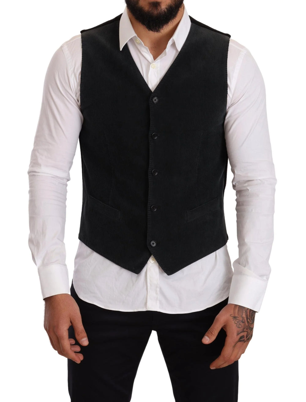 Dolce & Gabbana Black Cotton Single Breasted Waistcoat - IT48 | M - Vests