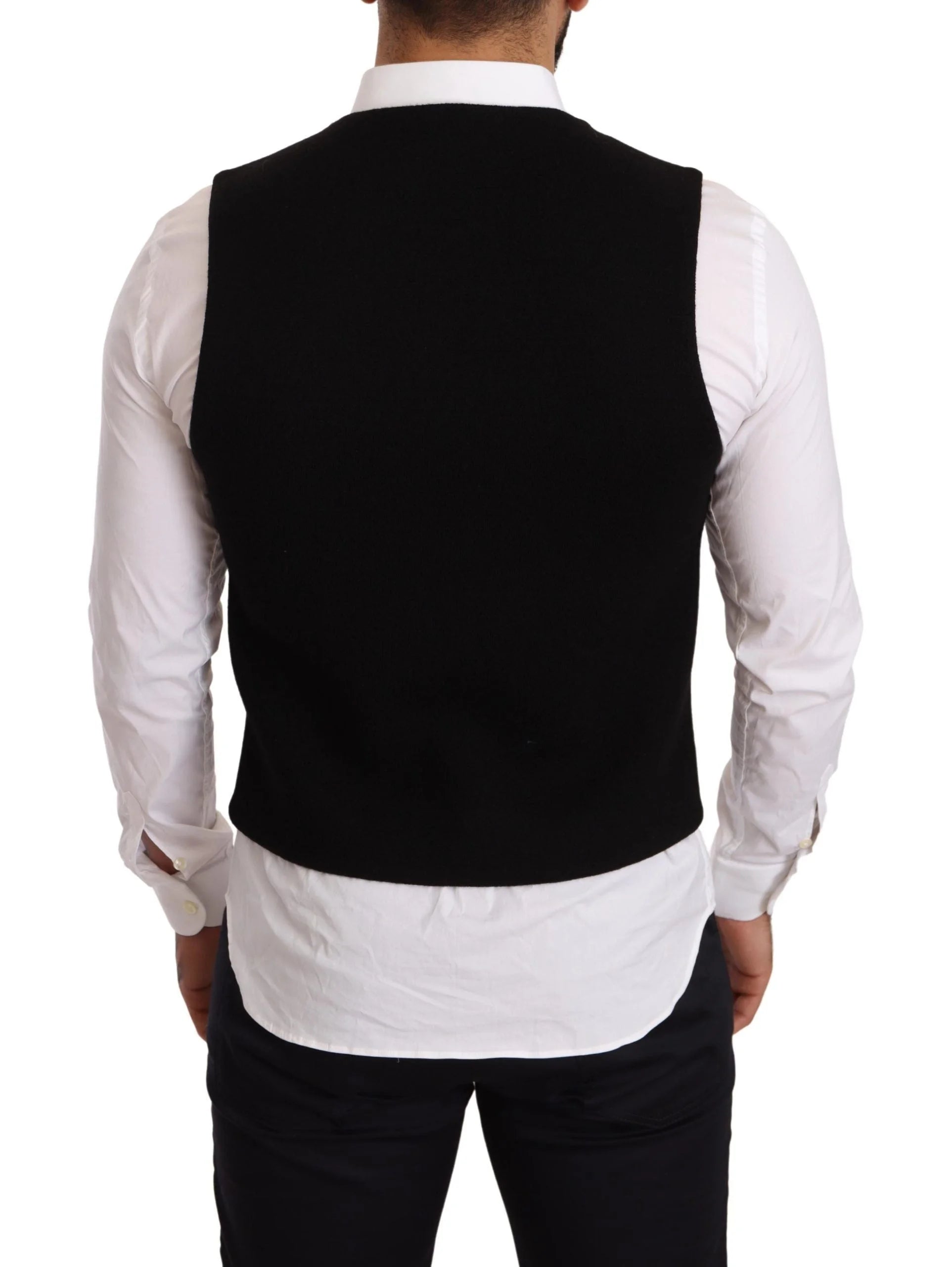 Dolce & Gabbana Black Cotton Single Breasted Waistcoat - IT48 | M - Vests