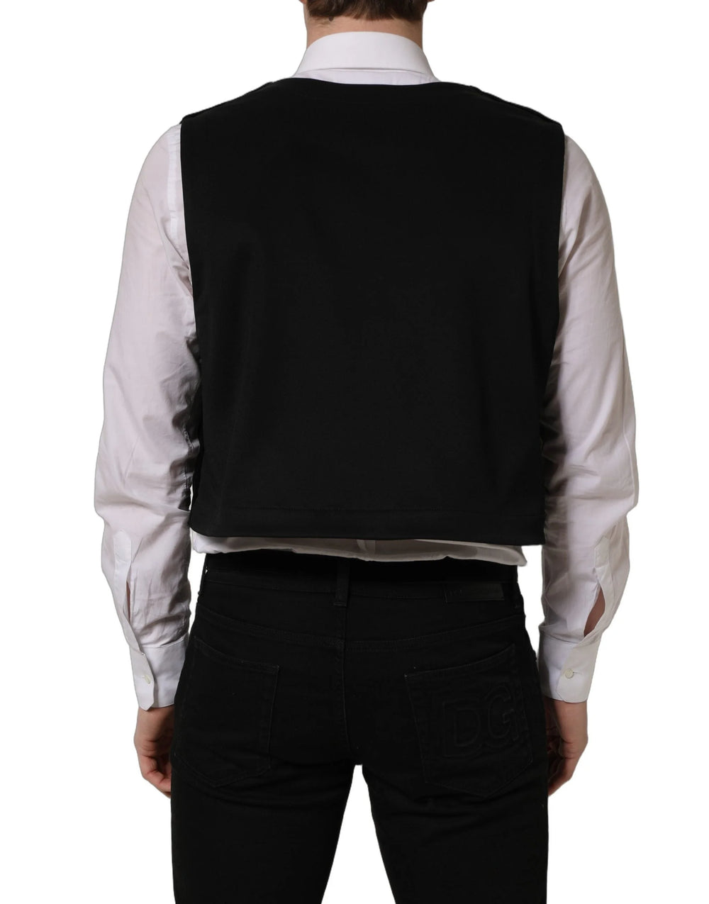 Dolce & Gabbana Black Cotton SingleBreasted Waistcoat Vest - IT56 | XXL