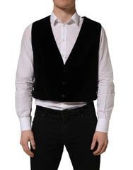 Dolce & Gabbana Black Cotton SingleBreasted Waistcoat Vest - IT56 | XXL