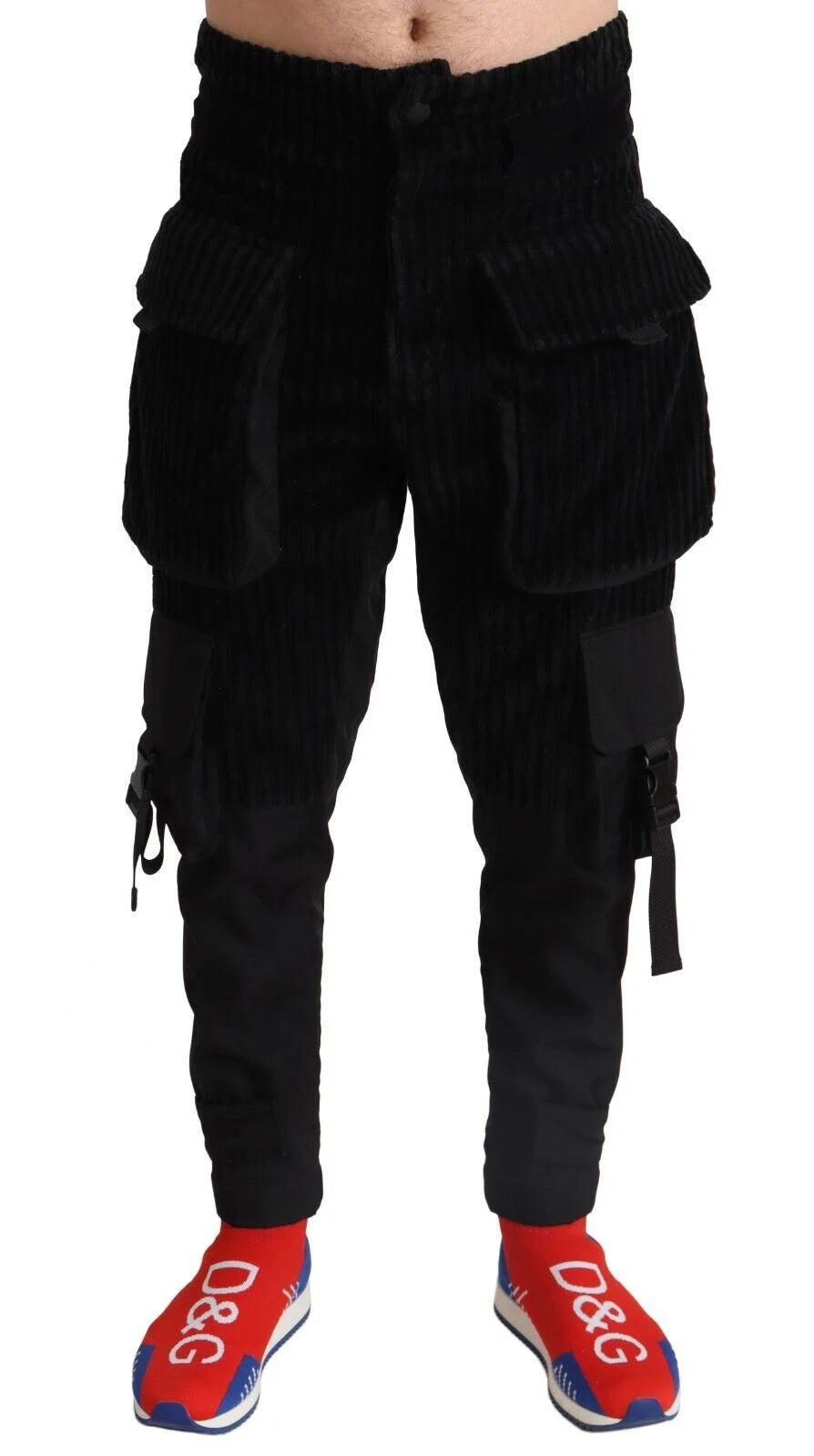 Dolce & Gabbana Black Cotton Skinny Corduroy Cargo Pants - IT44 | XS - Cargo Pants