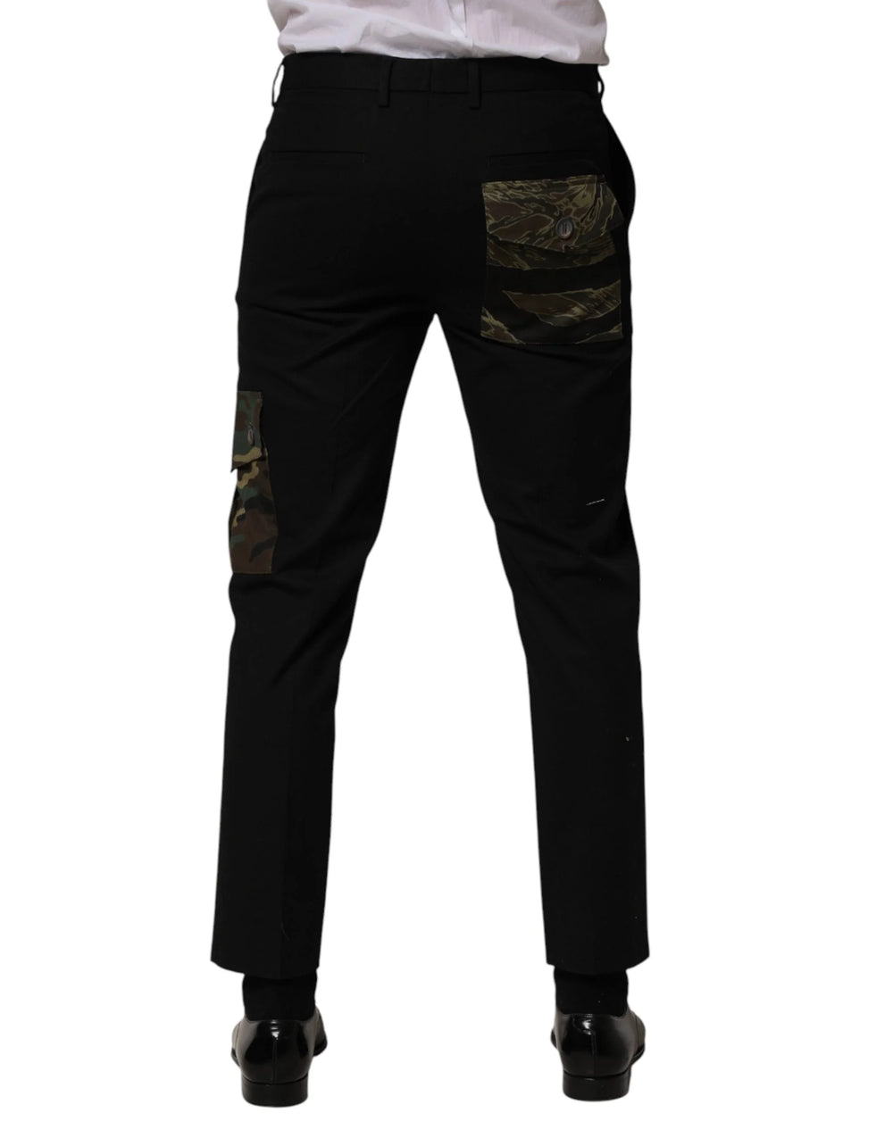 Dolce & Gabbana Black Cotton Skinny Dress Cargo Trouser Pants
