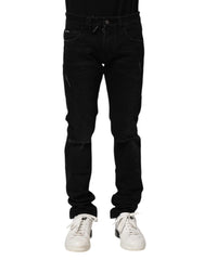 Dolce & Gabbana Black Cotton Skinny Men Denim Jeans - IT44 | XS