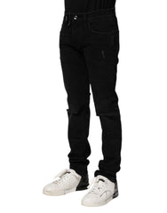 Dolce & Gabbana Black Cotton Skinny Men Denim Jeans - IT44 | XS
