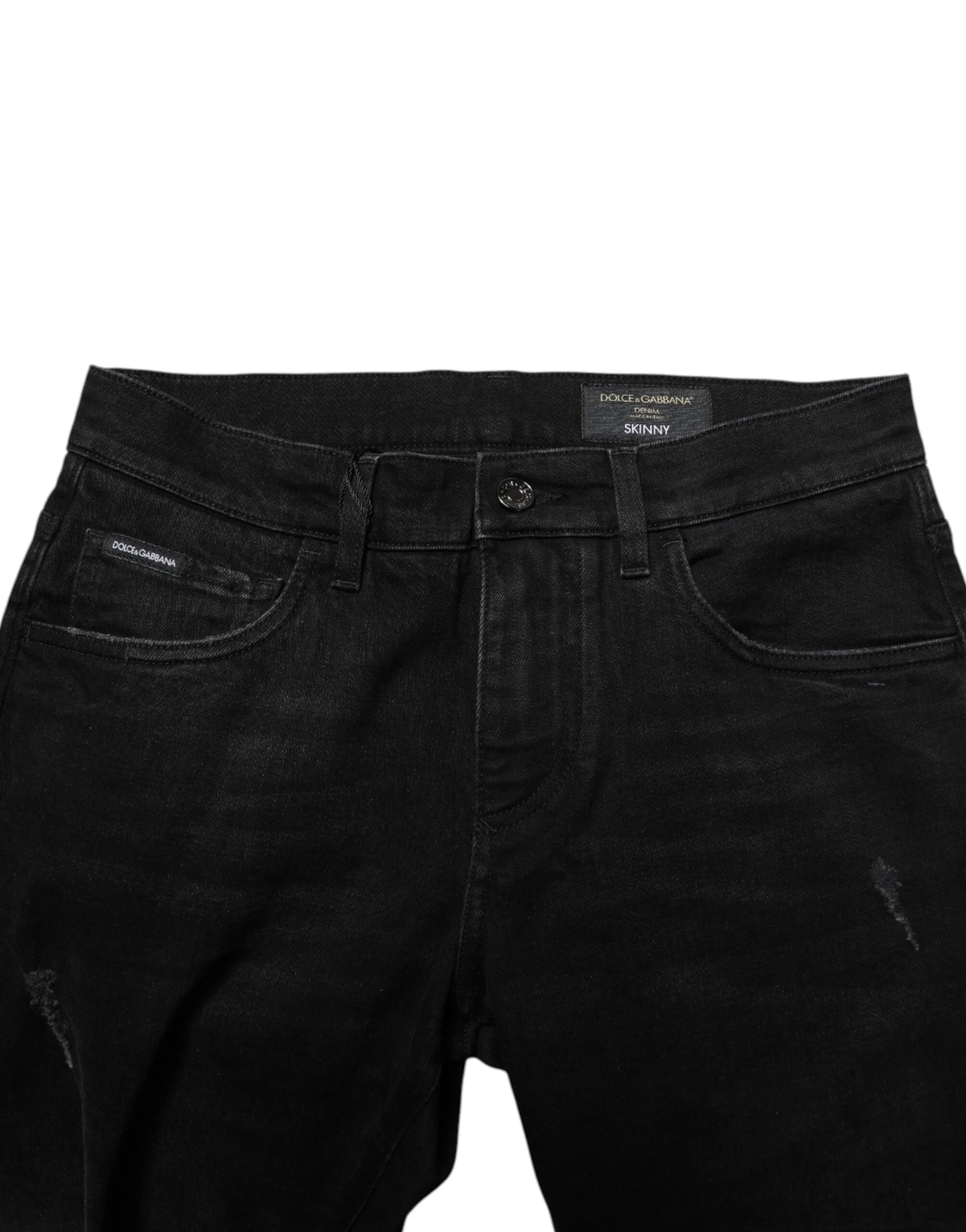 Dolce & Gabbana Black Cotton Skinny Men Denim Jeans - IT44 | XS