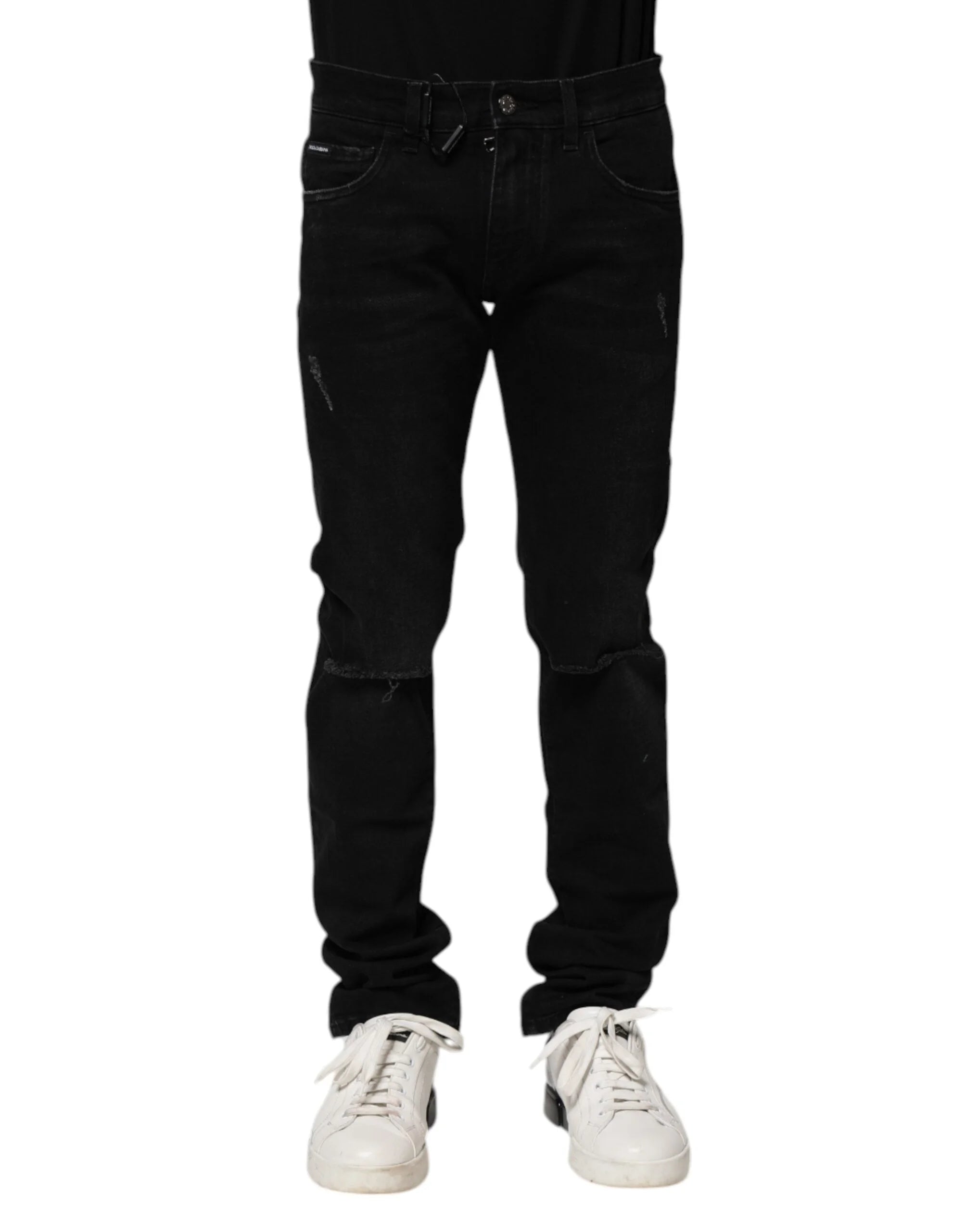 Dolce & Gabbana Black Cotton Skinny Men Denim Jeans - IT44 | XS