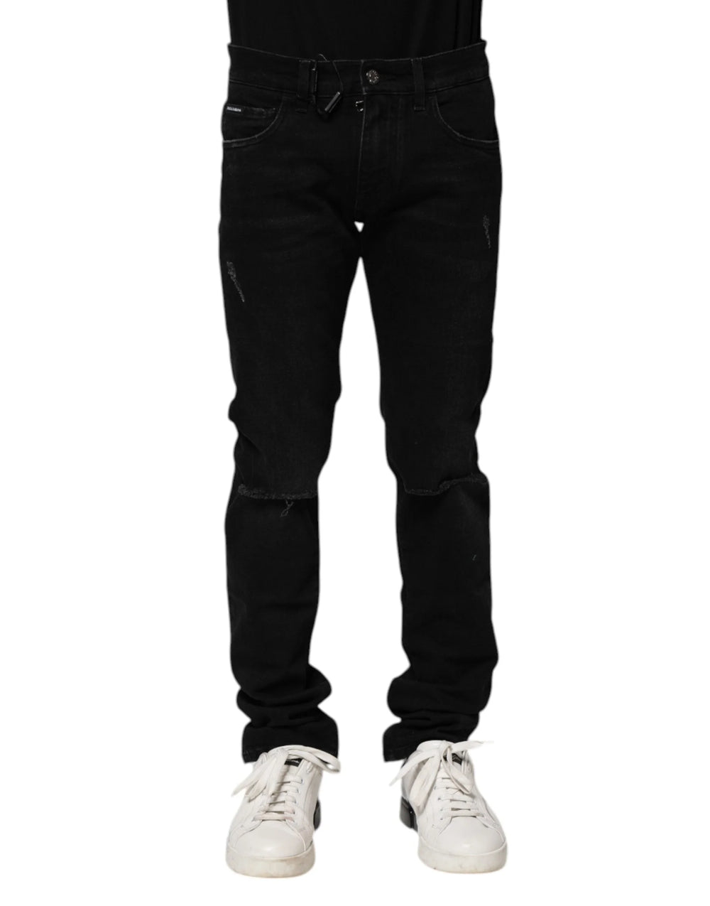 Dolce & Gabbana Black Cotton Skinny Men Denim Jeans - IT44 | XS
