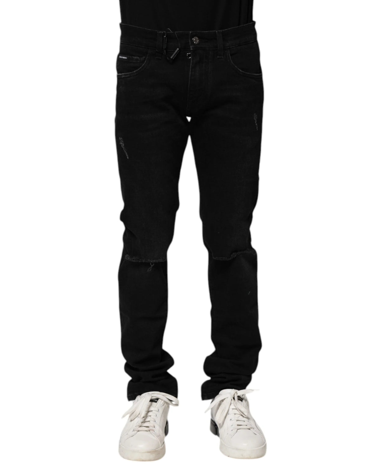 Dolce & Gabbana Black Cotton Skinny Men Denim Jeans - IT44 | XS