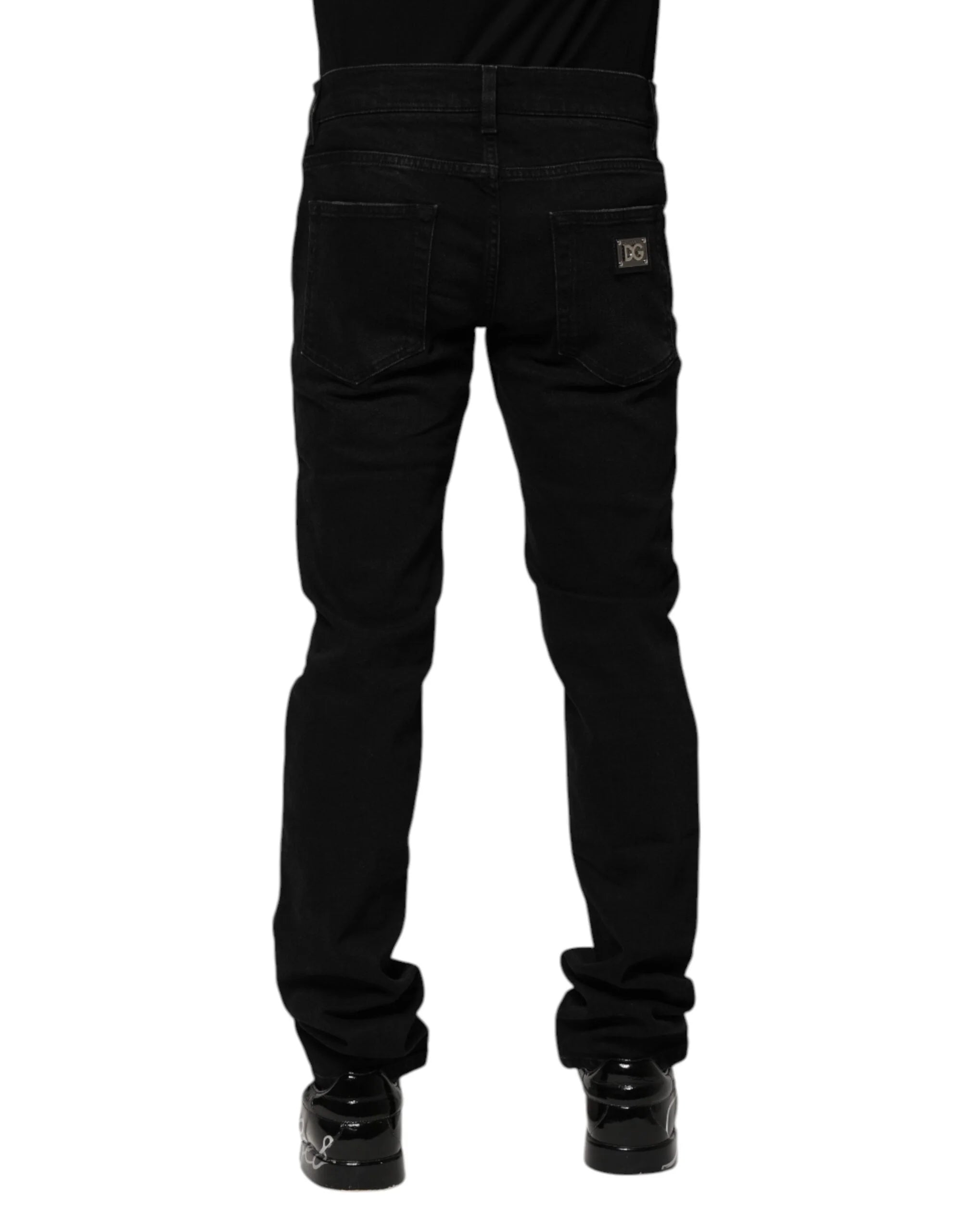 Dolce & Gabbana Black Cotton Skinny Men Denim Jeans - IT44 | XS