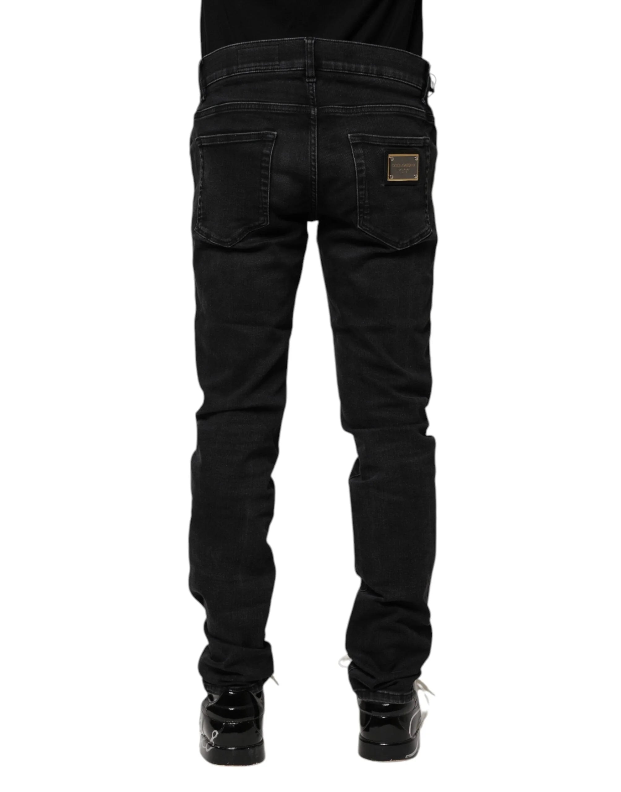 Dolce & Gabbana Black Cotton Skinny Men Denim Jeans - IT46 | S