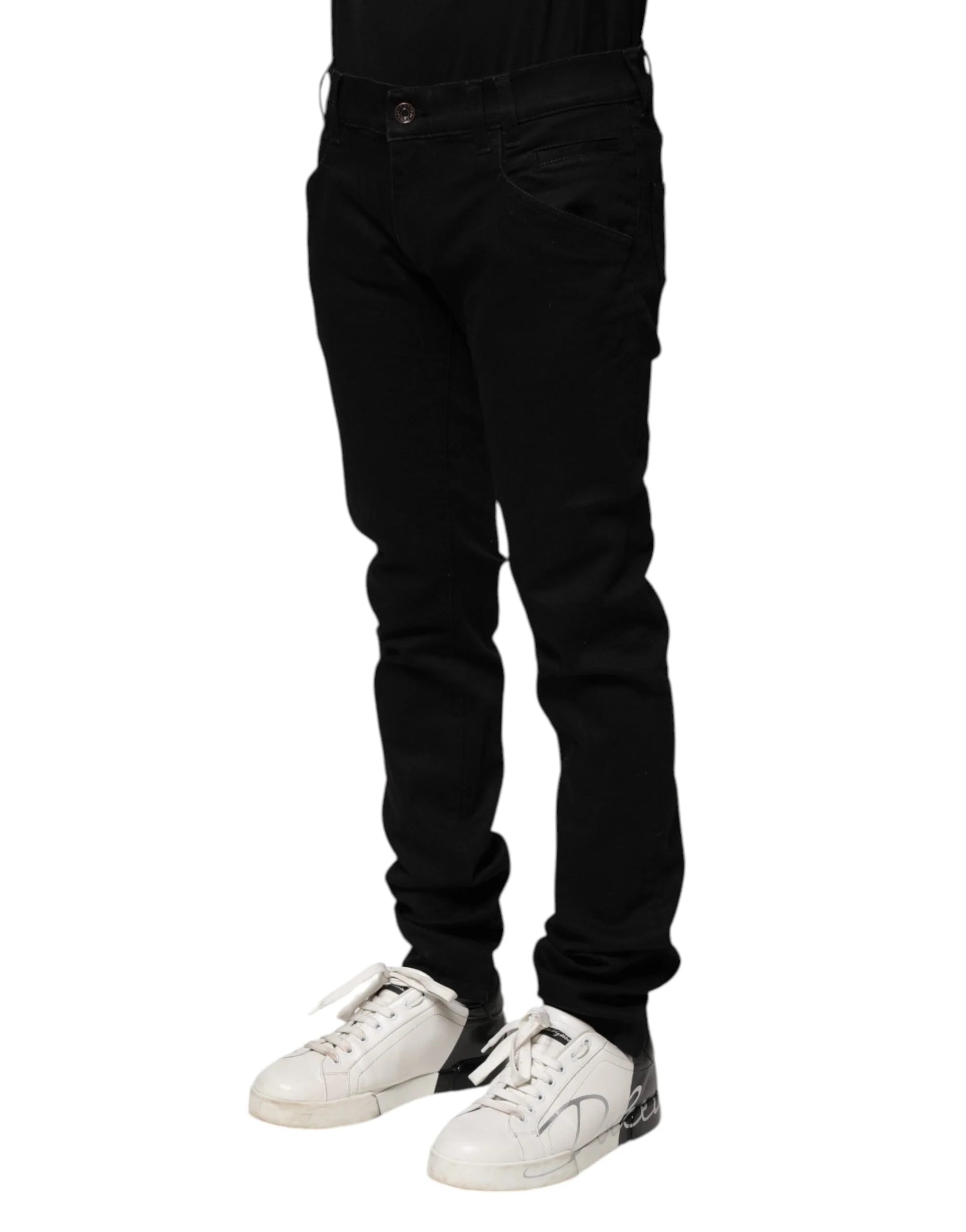 Dolce & Gabbana Black Cotton Skinny Men Denim Jeans - IT46 | S