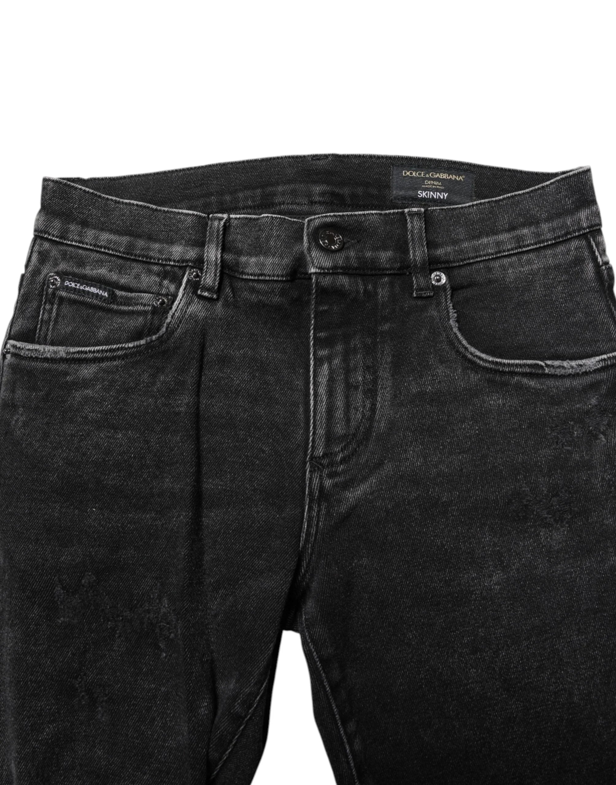 Dolce & Gabbana Black Cotton Skinny Men Denim Jeans - IT56 | XXL