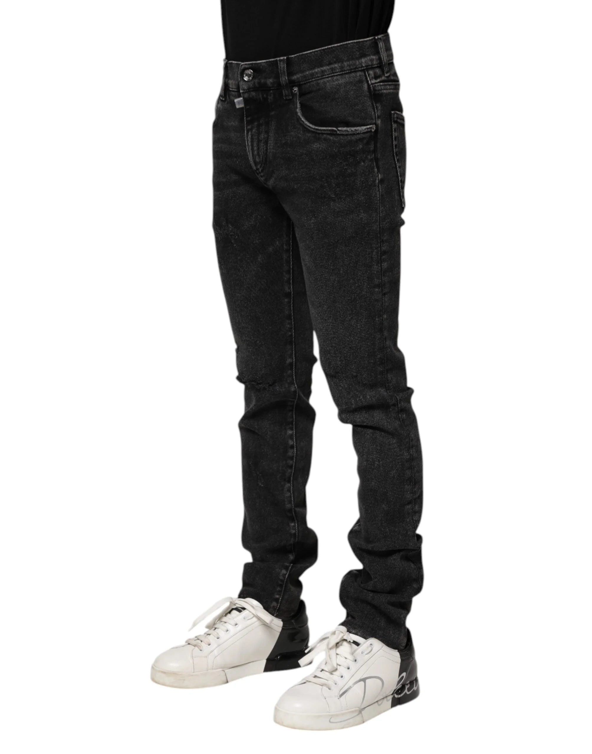 Dolce & Gabbana Black Cotton Skinny Men Denim Jeans - IT56 | XXL