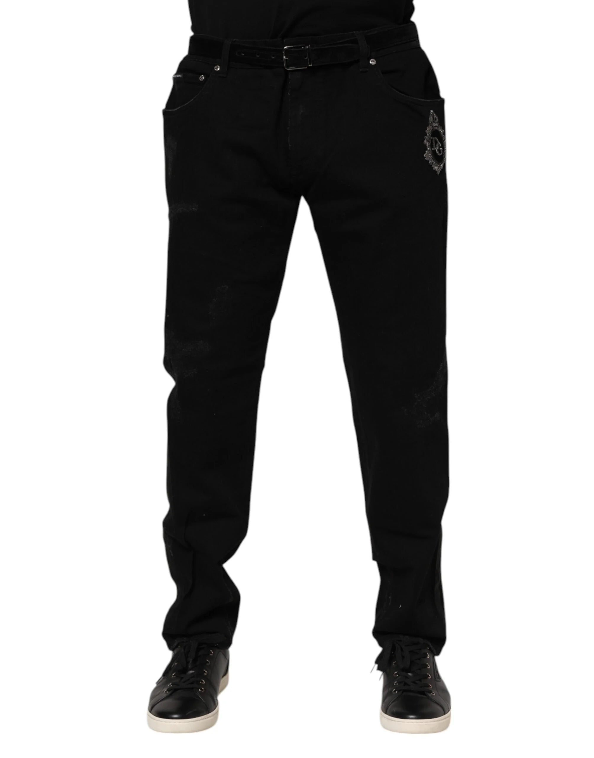 Dolce & Gabbana Black Cotton Skinny Men Denim Jeans - IT58 | XXL