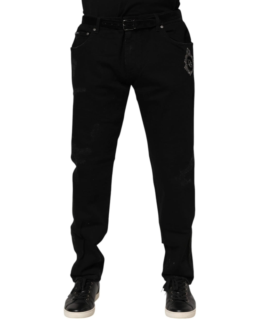 Dolce & Gabbana Black Cotton Skinny Men Denim Jeans - IT58 | XXL