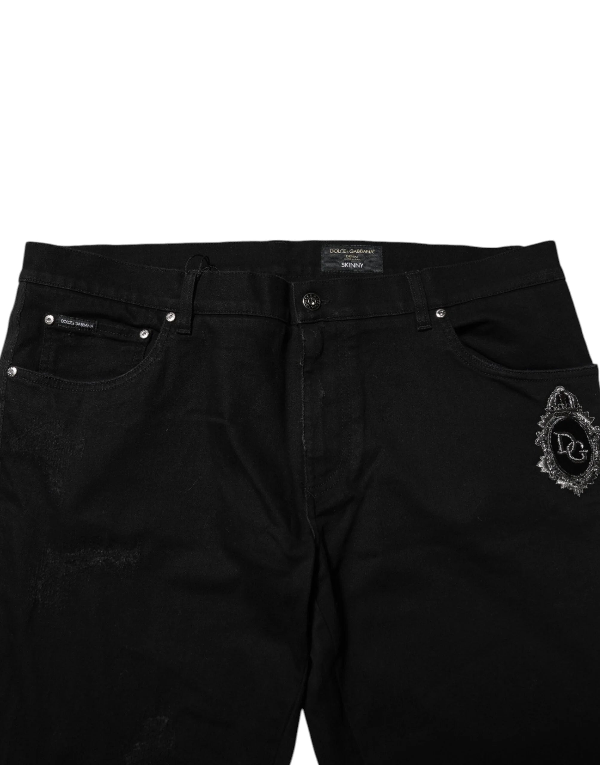 Dolce & Gabbana Black Cotton Skinny Men Denim Jeans - IT58 | XXL