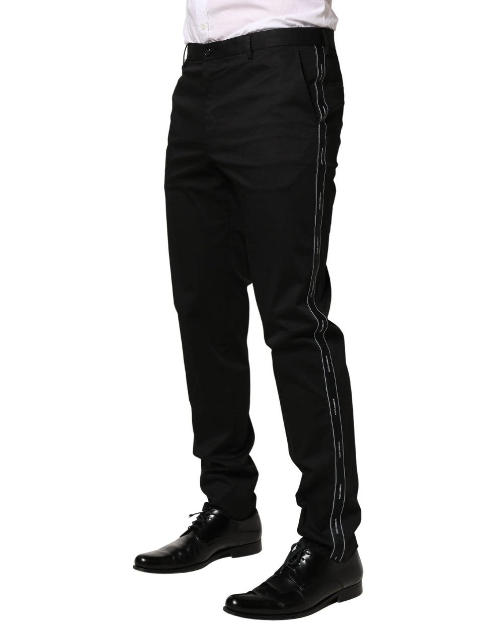 Dolce & Gabbana Black Cotton Skinny Men Dress Trouser Pants - IT48 | M