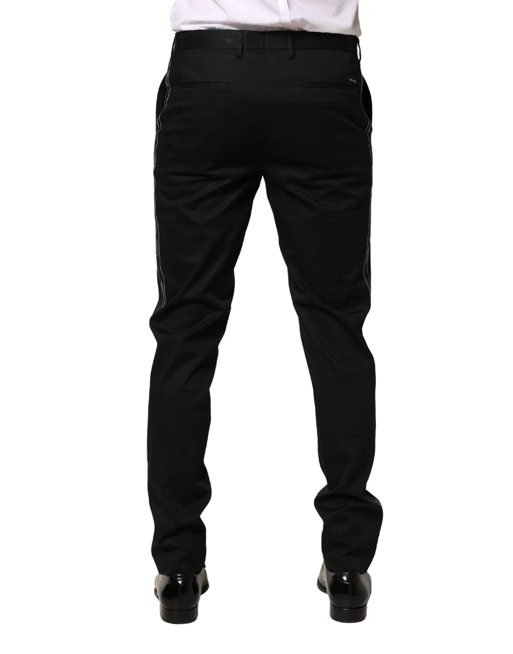 Dolce & Gabbana Black Cotton Skinny Men Dress Trouser Pants - IT48 | M