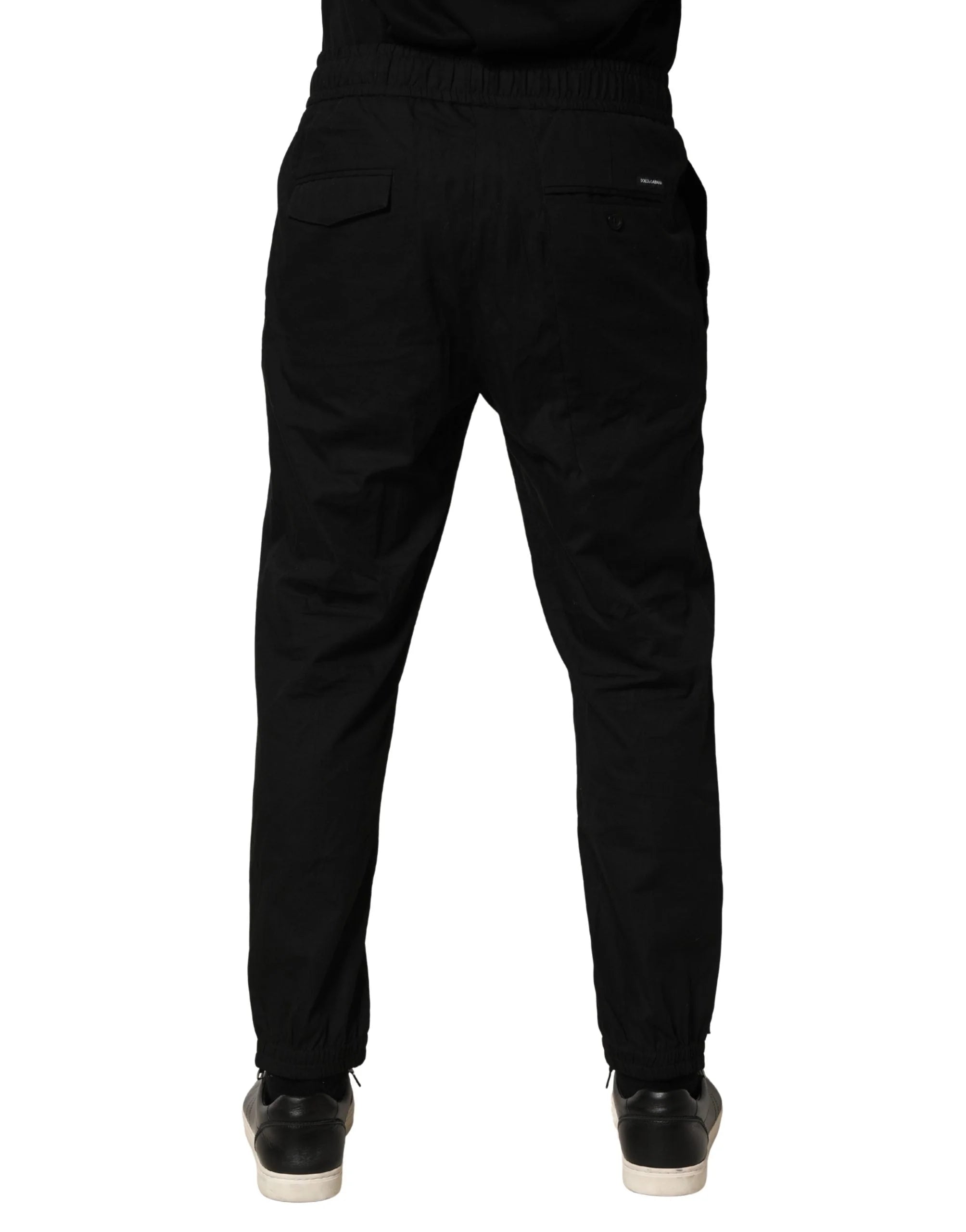 Dolce & Gabbana Black Cotton Skinny Men Jogger Trouser Pants - IT48 | M - Joggers