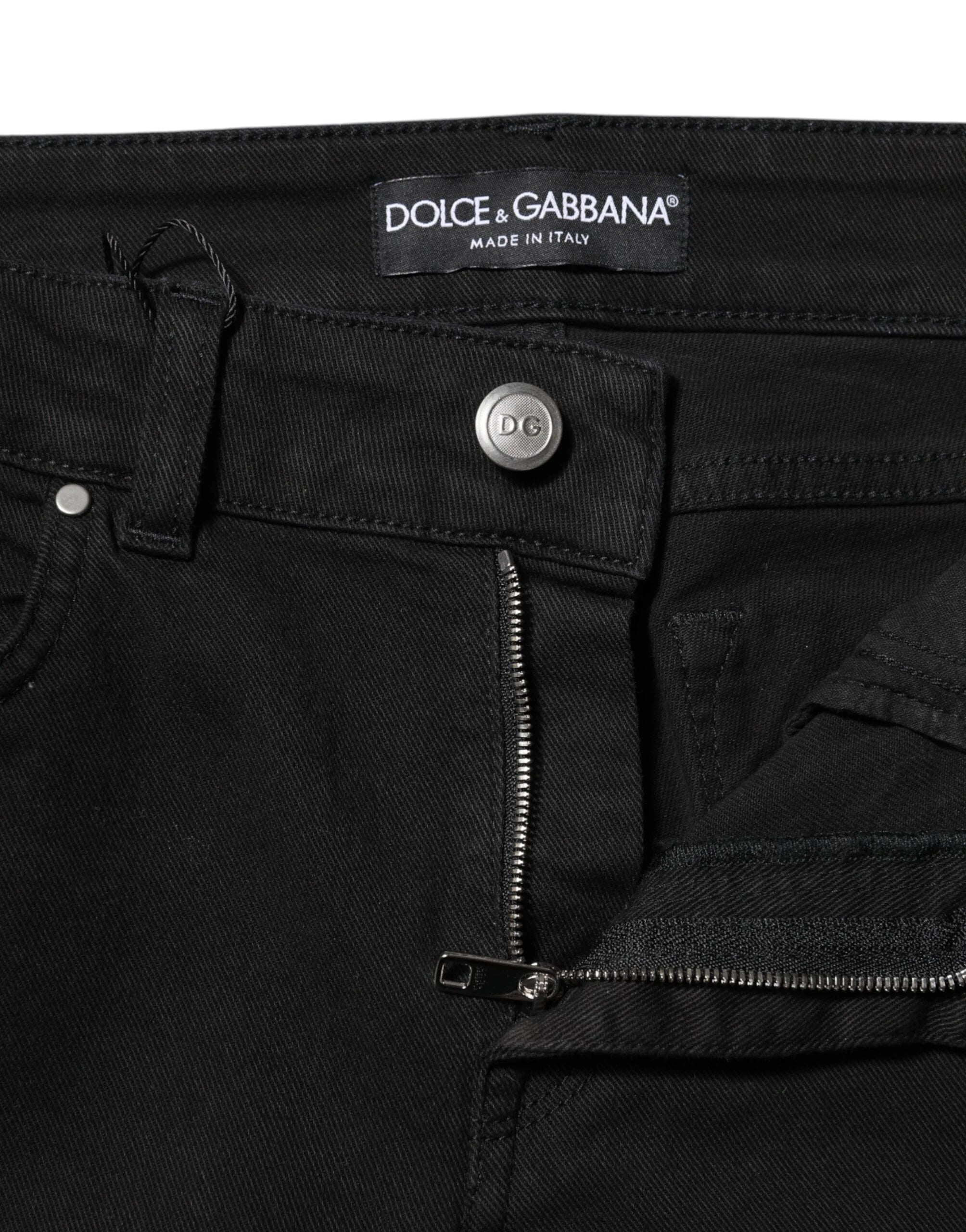 Dolce & Gabbana Black Cotton Skinny Mid Waist Denim Jeans - IT38 | XS - Jeans