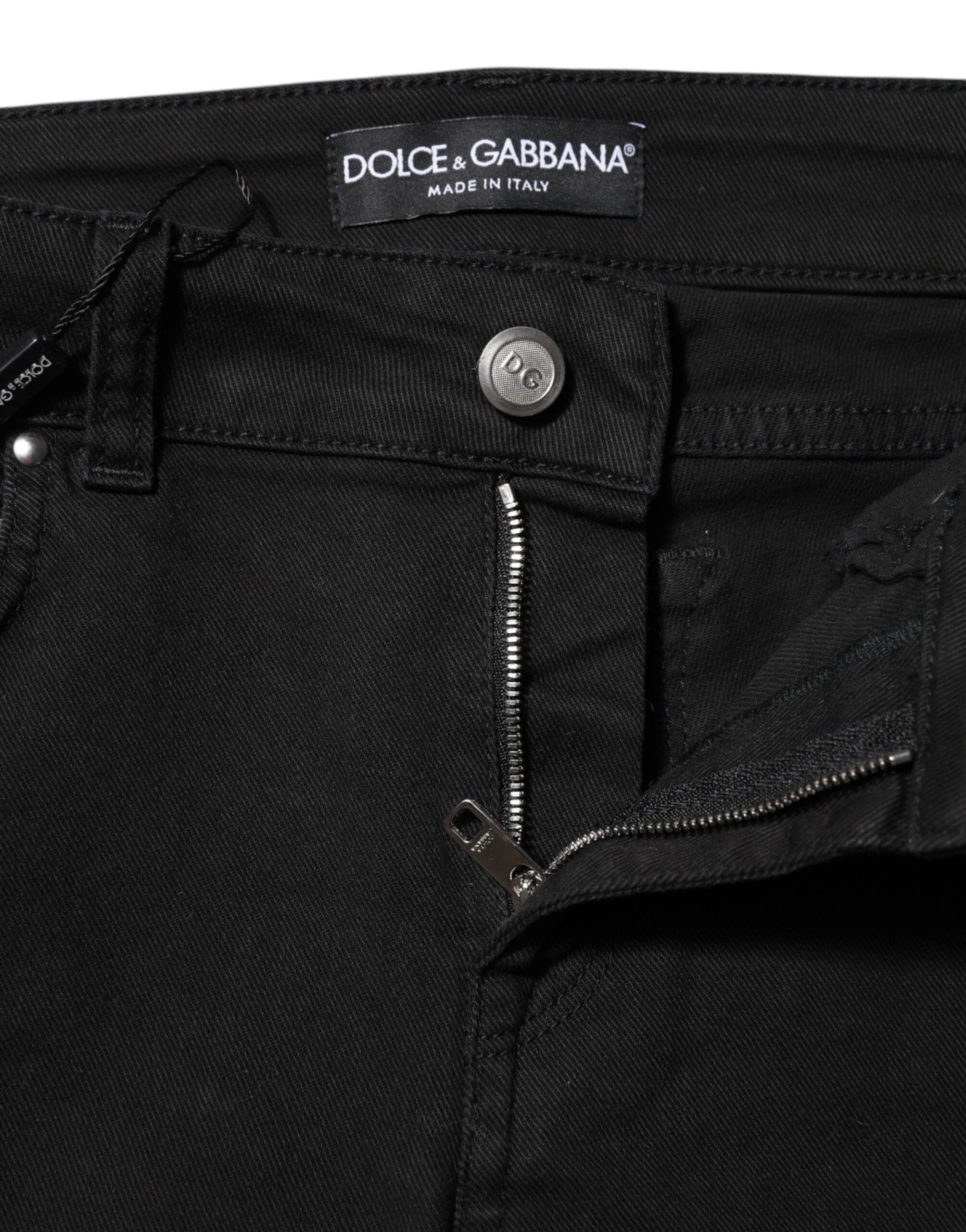 Dolce & Gabbana Black Cotton Skinny Mid Waist Denim Jeans - IT38 | XS - Jeans