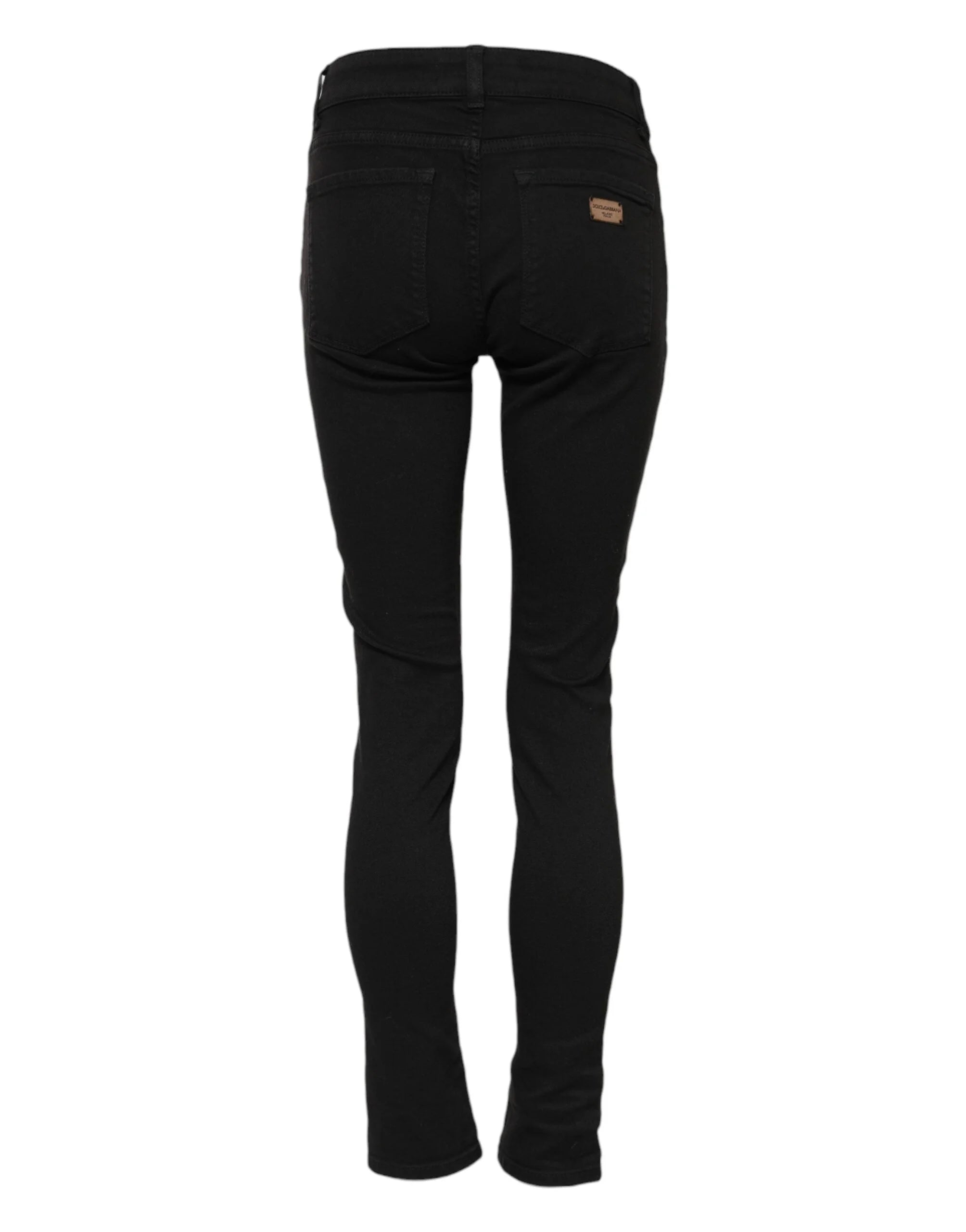 Dolce & Gabbana Black Cotton Skinny Mid Waist Denim Jeans - IT38 | XS