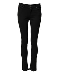 Dolce & Gabbana Black Cotton Skinny Mid Waist Denim Jeans - IT38 | XS