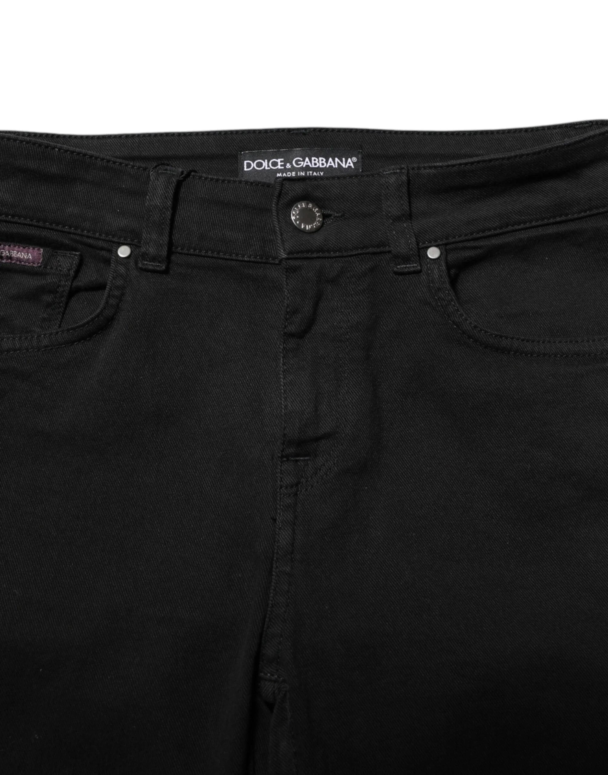 Dolce & Gabbana Black Cotton Skinny Mid Waist Denim Jeans - IT38 | XS
