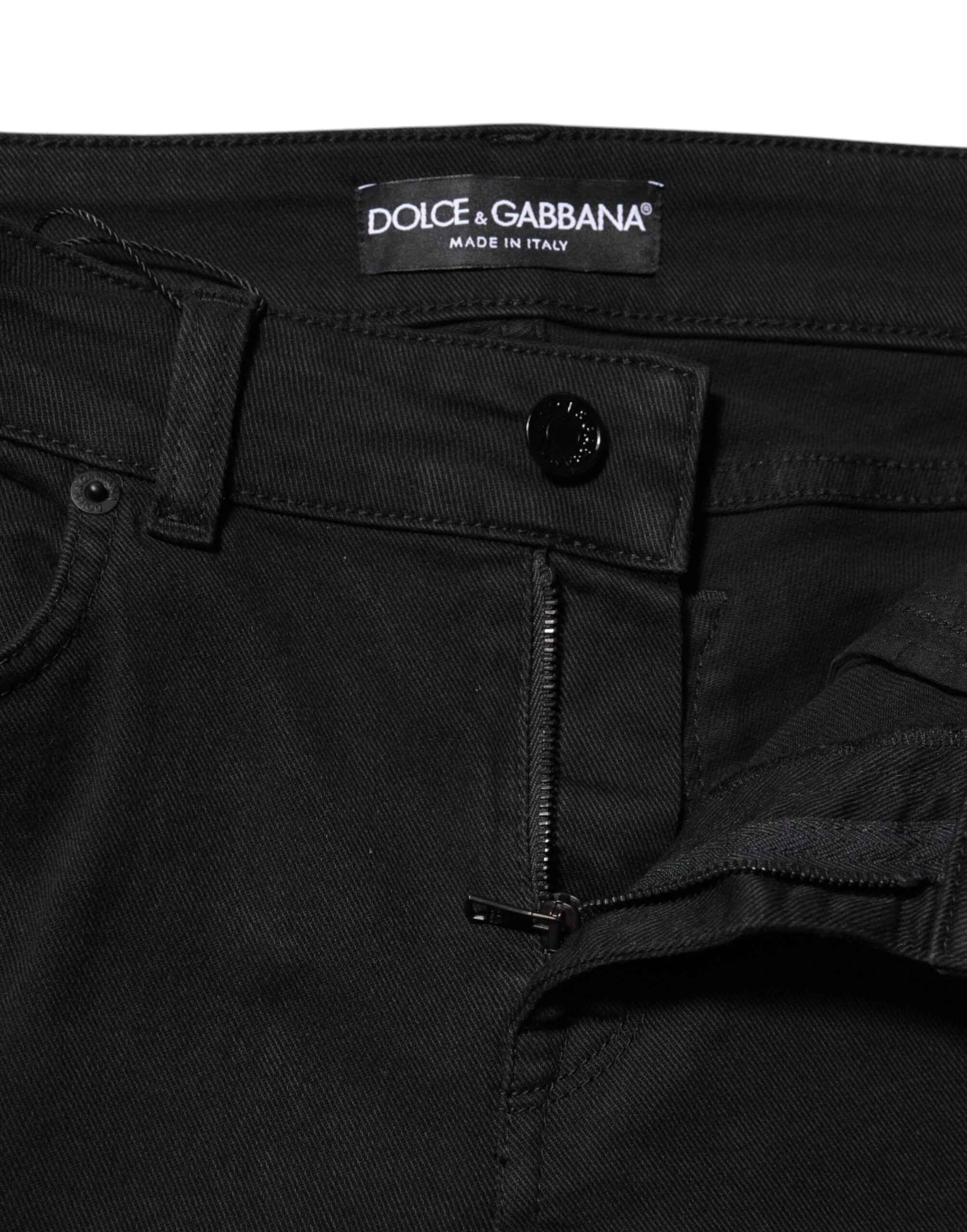 Dolce & Gabbana Black Cotton Skinny Mid Waist Denim Jeans - IT38 | XS