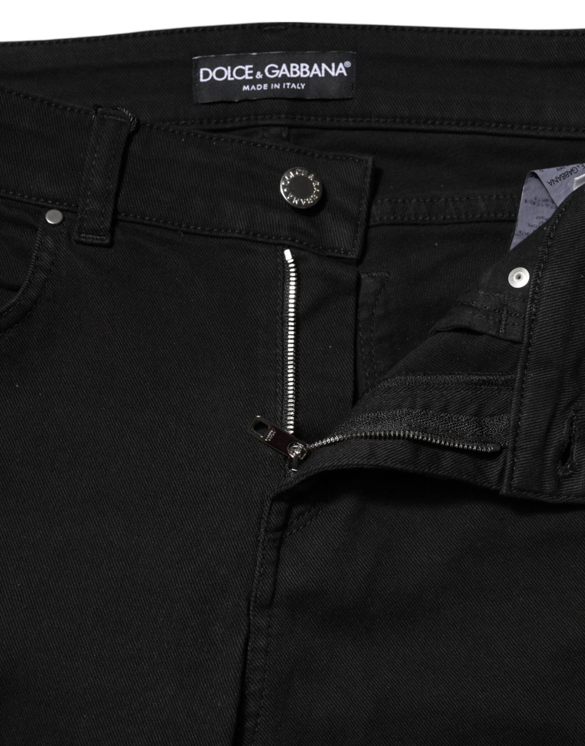 Dolce & Gabbana Black Cotton Skinny Mid Waist Denim Jeans - IT40|S