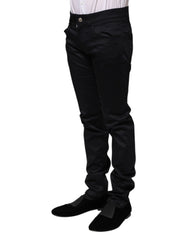 Dolce & Gabbana Black Cotton Skinny Mid Waist Pants - IT44 | XS