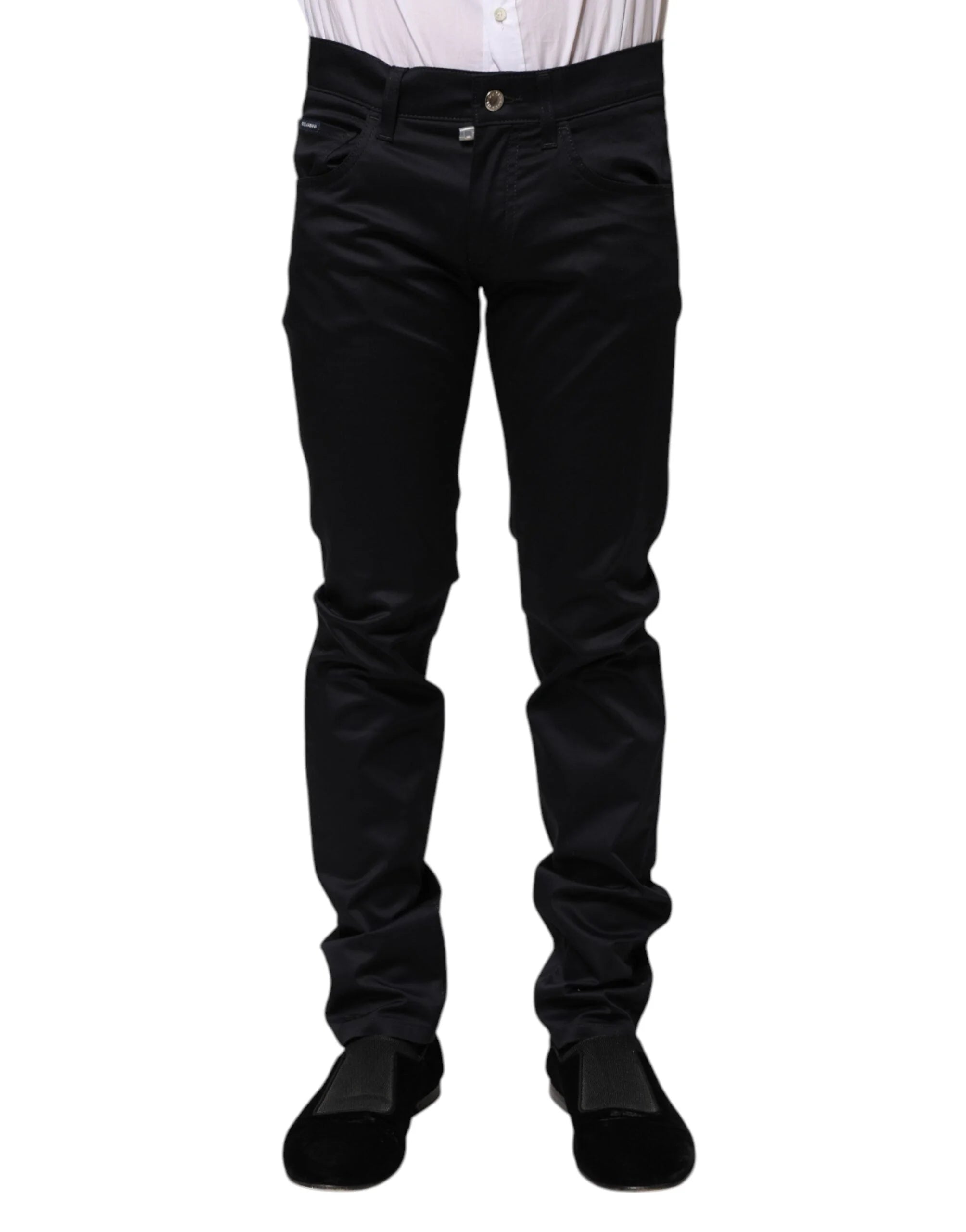Dolce & Gabbana Black Cotton Skinny Mid Waist Pants - IT44 | XS - Trousers