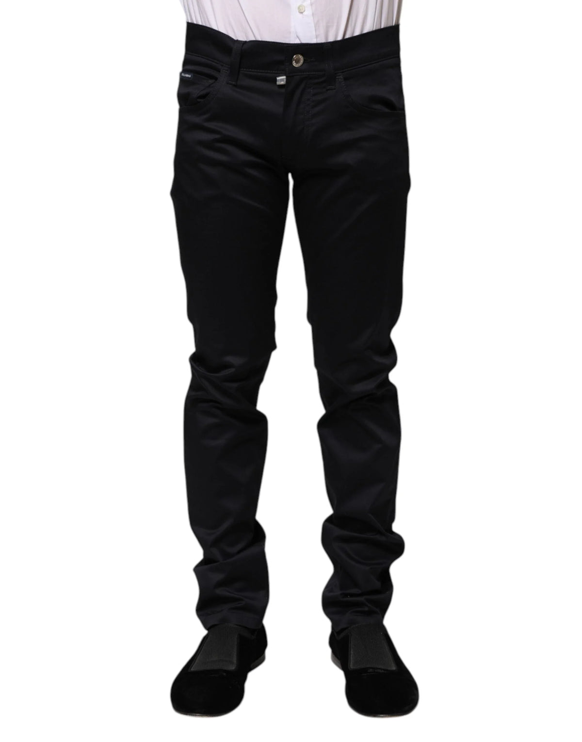 Dolce & Gabbana Black Cotton Skinny Mid Waist Pants - IT44 | XS - Trousers