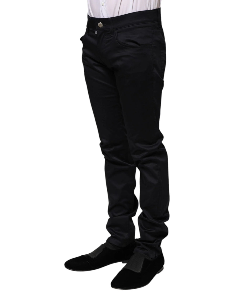 Dolce & Gabbana Black Cotton Skinny Mid Waist Pants - IT44 | XS - Trousers