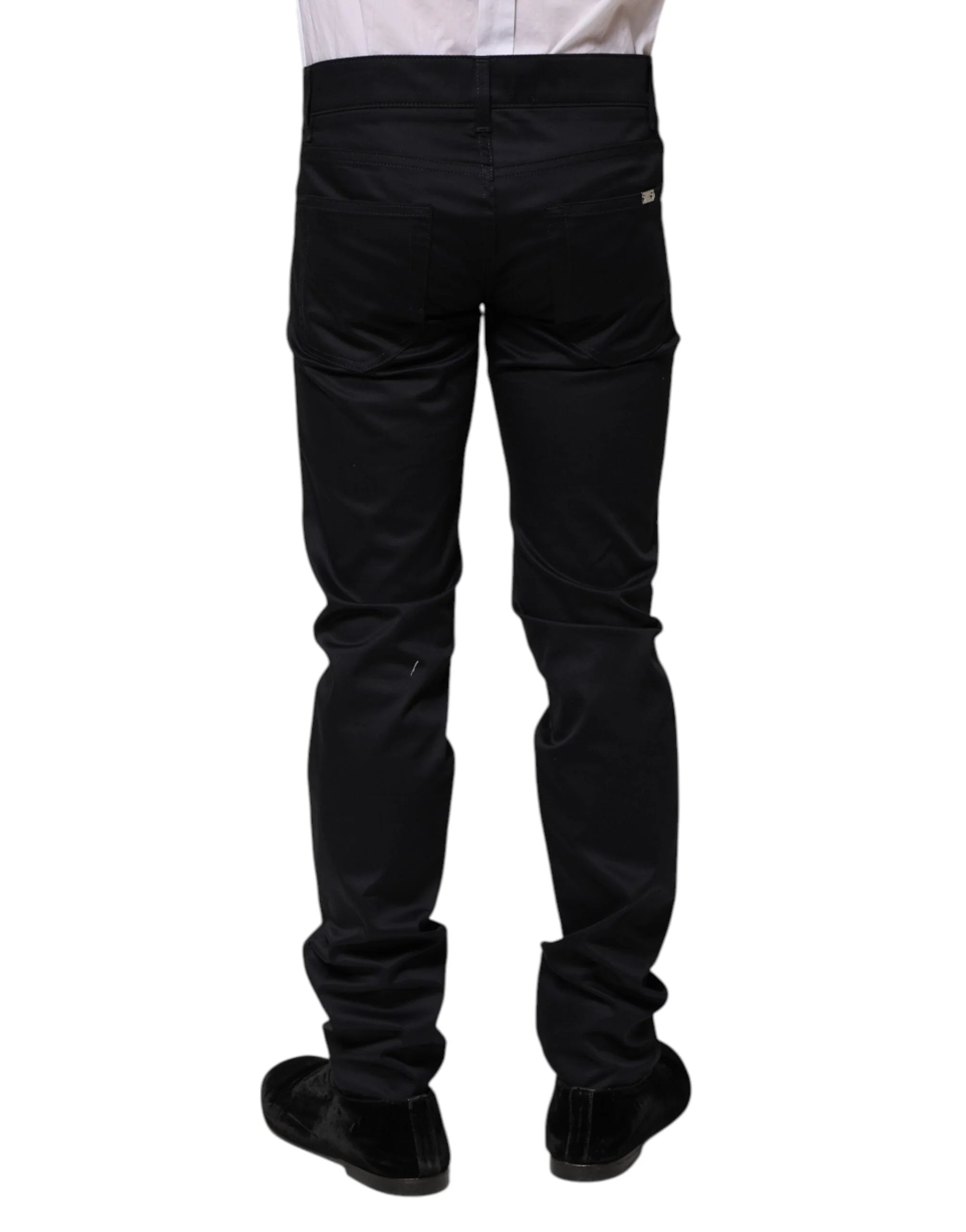 Dolce & Gabbana Black Cotton Skinny Mid Waist Pants - IT44 | XS - Trousers