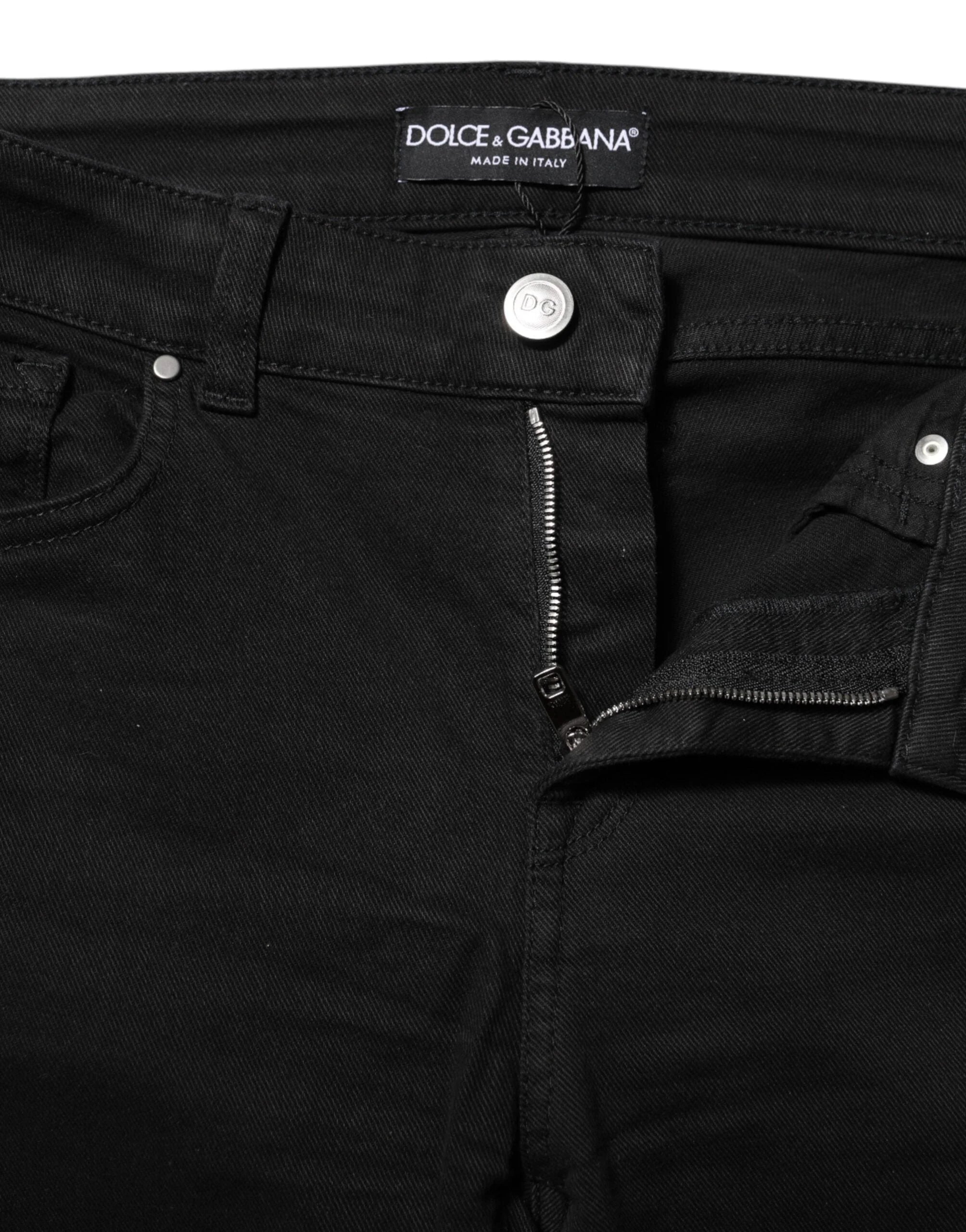 Dolce & Gabbana Black Cotton Skinny Mid Waisted Denim Jeans - IT40|S
