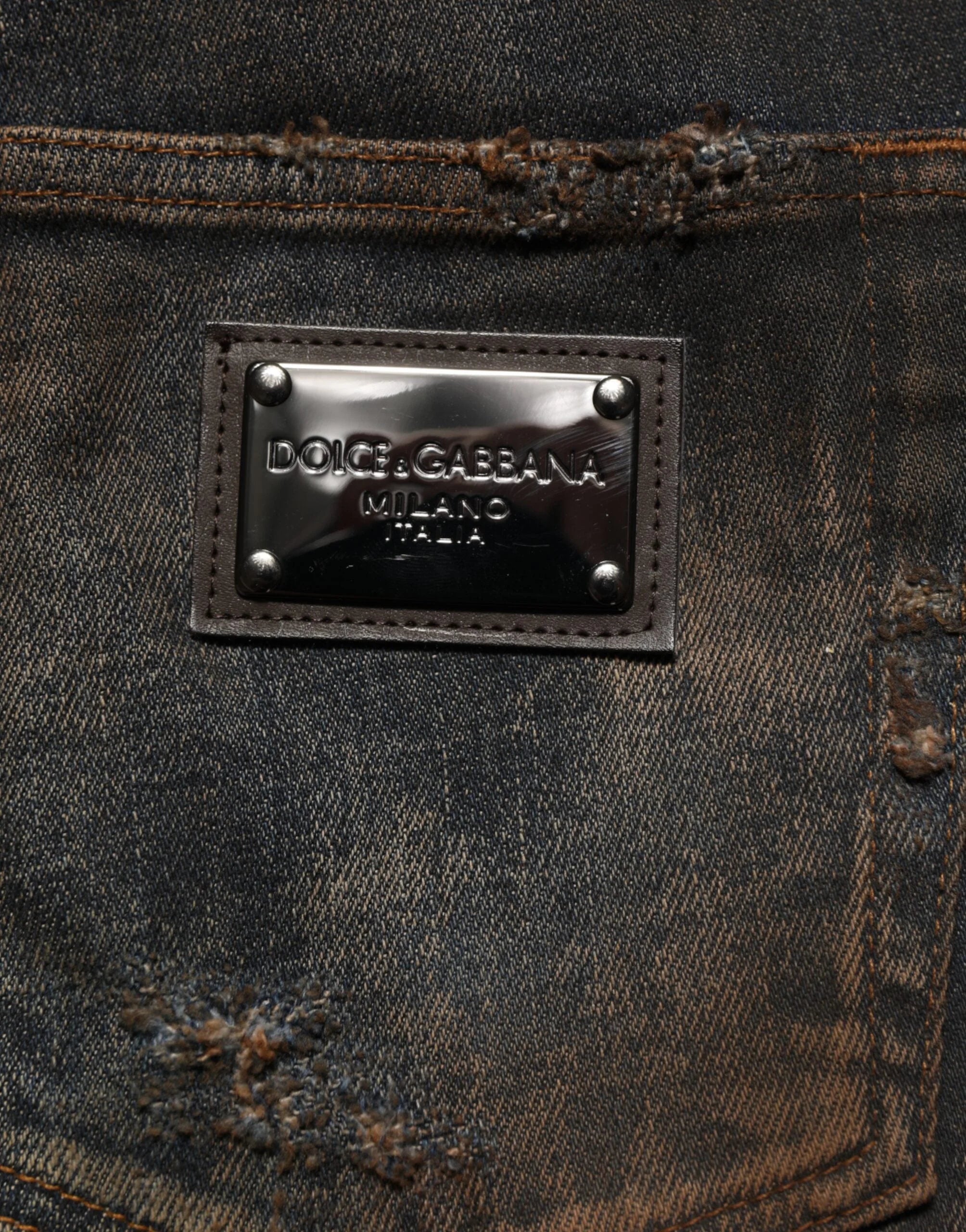 Dolce & Gabbana Black Cotton Skinny Tattered Men Denim Jeans - IT48 | M - Jeans