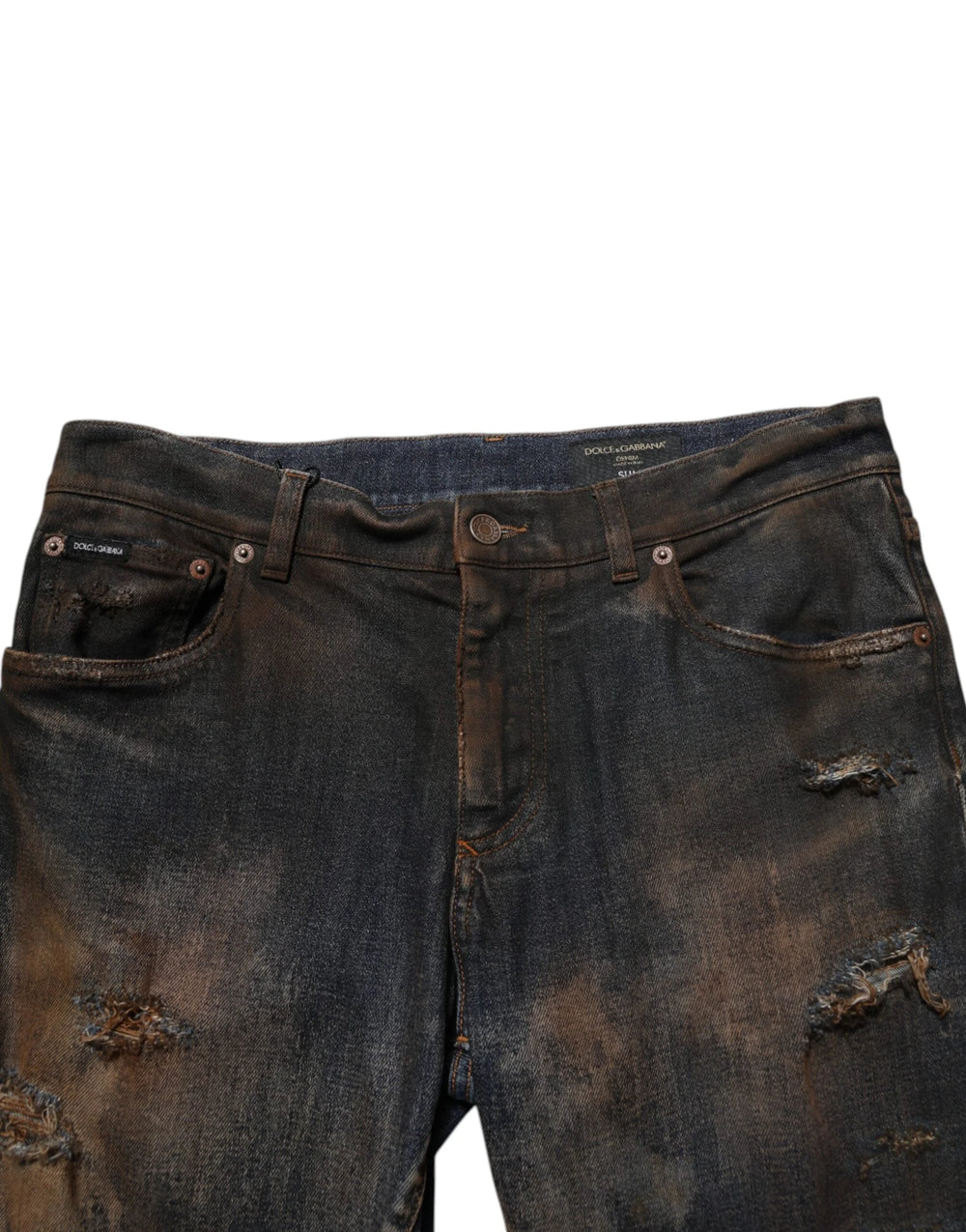 Dolce & Gabbana Black Cotton Skinny Tattered Men Denim Jeans - IT48 | M - Jeans