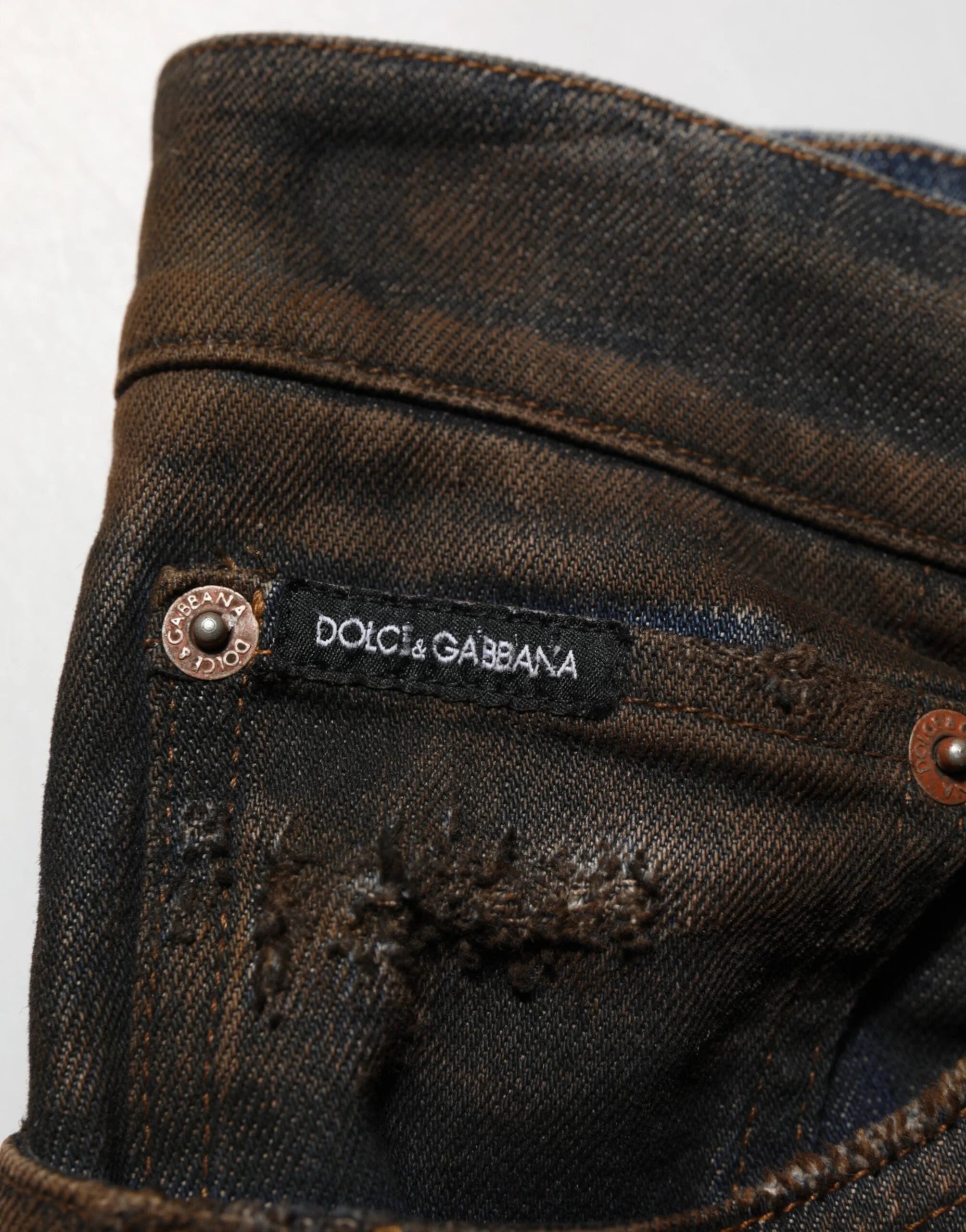 Dolce & Gabbana Black Cotton Skinny Tattered Men Denim Jeans - IT48 | M - Jeans