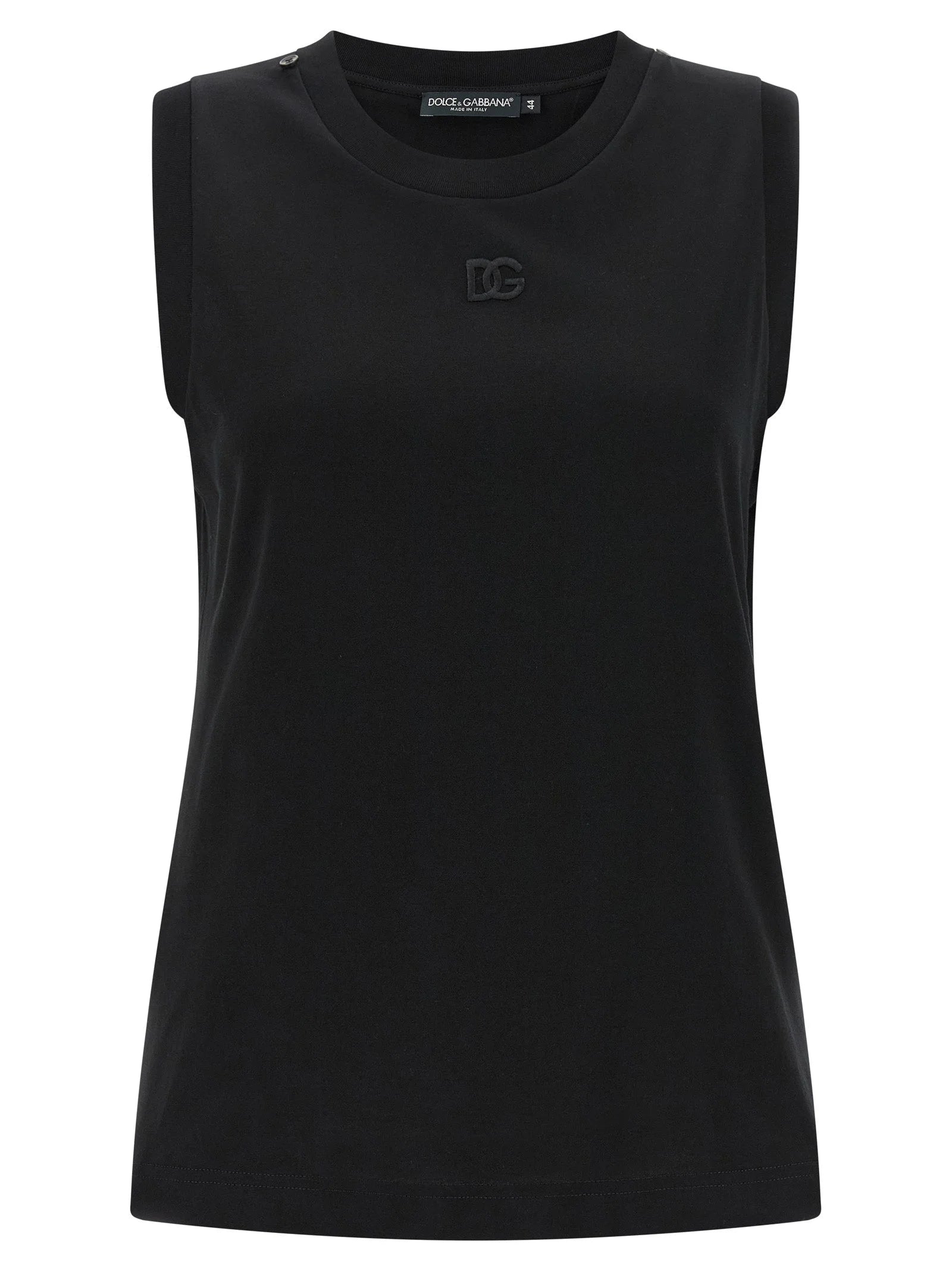 Dolce & Gabbana Black Cotton Sleeveles T-Shirt - IT42