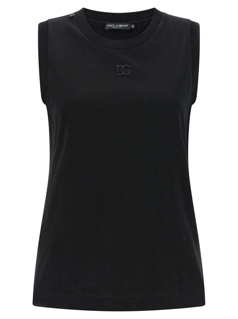 Dolce & Gabbana Black Cotton Sleeveles T-Shirt - IT42