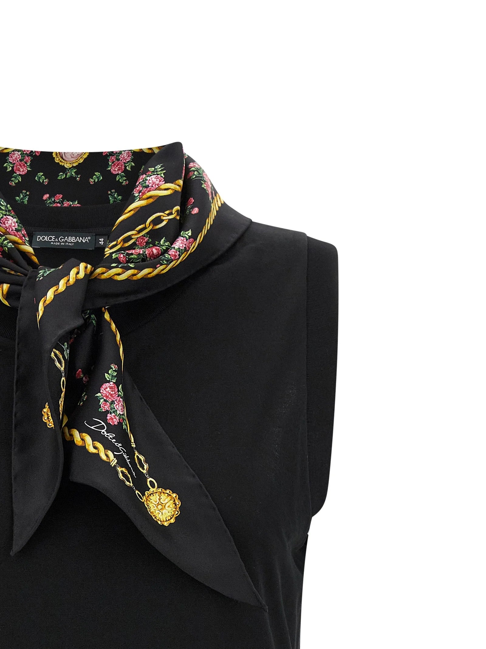 Dolce & Gabbana Black Cotton Sleeveles T-Shirt - IT42