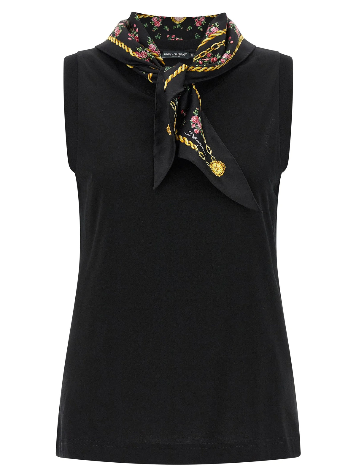Dolce & Gabbana Black Cotton Sleeveles T-Shirt - IT42