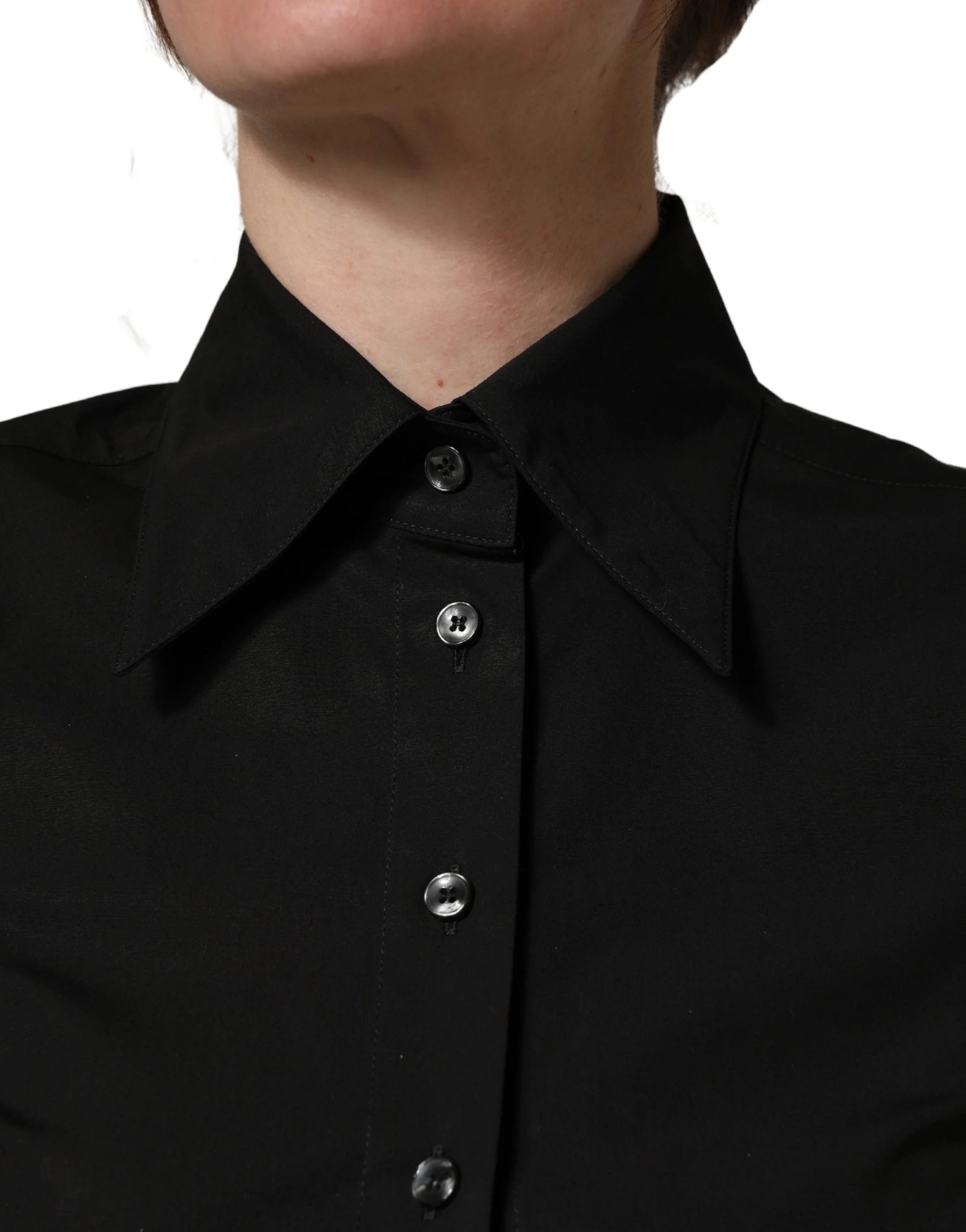 Blusa Manga Curta Colarinho Preto Dolce & Gabbana em Algodão – IT40|S