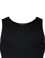 Dolce & Gabbana Black Cotton Sleeveless Round Neck Tank T-shirt - IT50 | L - Tank Tops