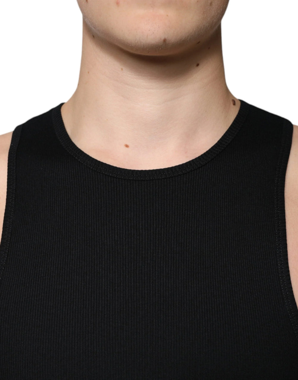 Dolce & Gabbana Black Cotton Sleeveless Round Neck Tank T-shirt - IT50 | L - Tank Tops