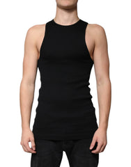 Dolce & Gabbana Black Cotton Sleeveless Round Neck Tank T-shirt - IT50 | L - Tank Tops