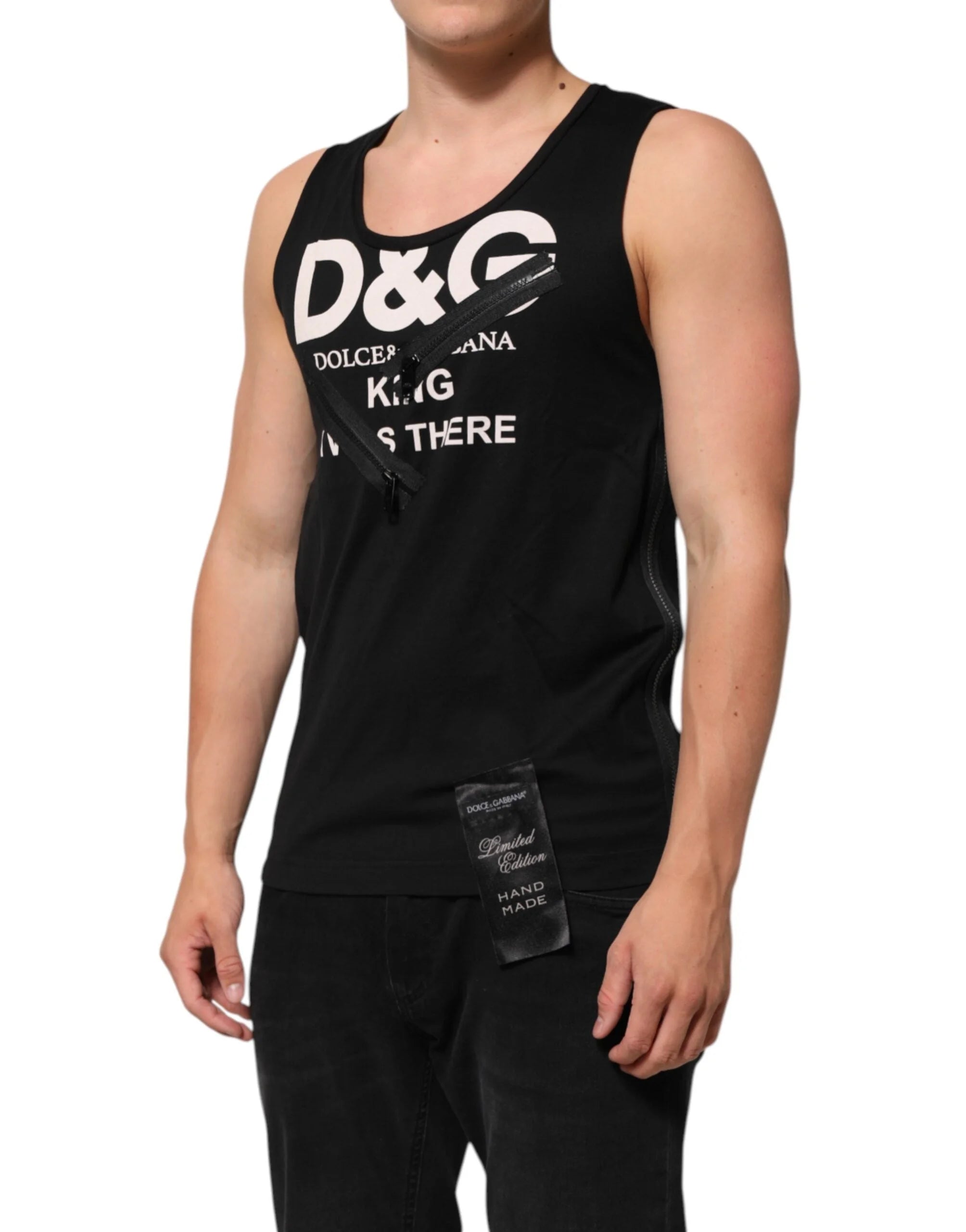 Dolce & Gabbana Black Cotton Sleeveless Tank Top DG Logo Men T-shirt - S - Tank Tops