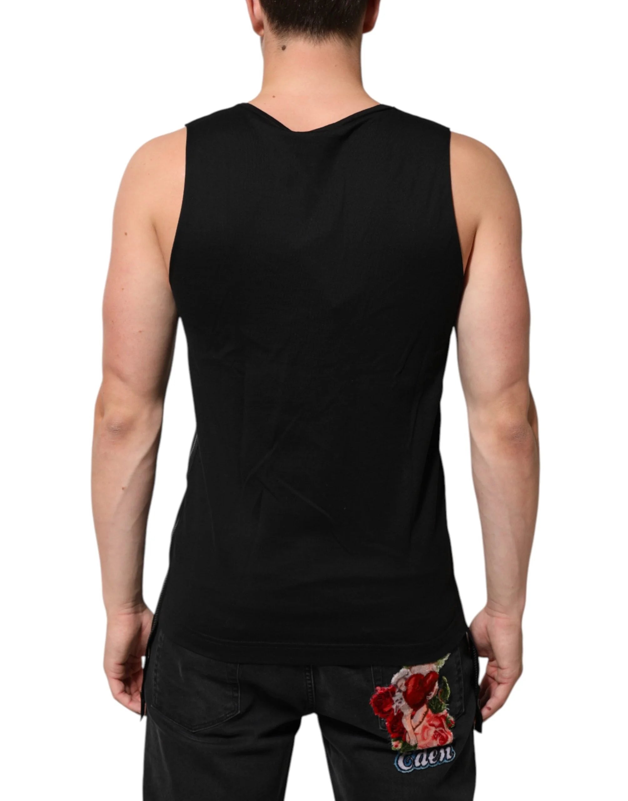 Dolce & Gabbana Black Cotton Sleeveless Tank Top DG Logo Men T-shirt - S - Tank Tops