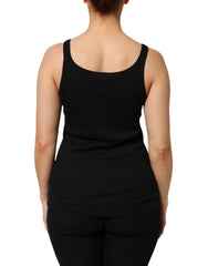 Dolce & Gabbana Black Cotton Sleeveless Women Tank Top - IT46|XL - Tank Tops